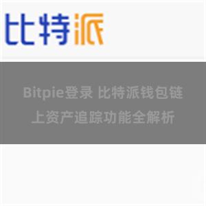 Bitpie登录 比特派钱包链上资产追踪功能全解析